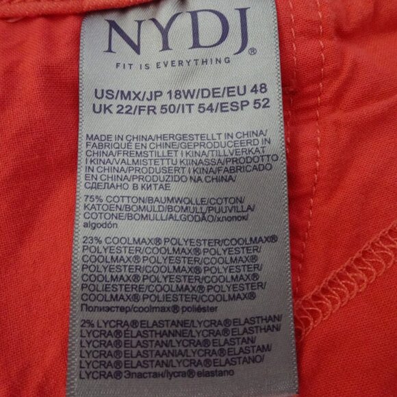 NYDJ Cropped Jeans Women's Plus Size 18W Pink Coral Denim Marilyn Straight - Picture 12 of 13